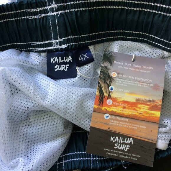 NEW Kailua Surf Swim Trunks Shorts Teal Aqua Drawstring NWT Size 4XL - Picture 3 of 4